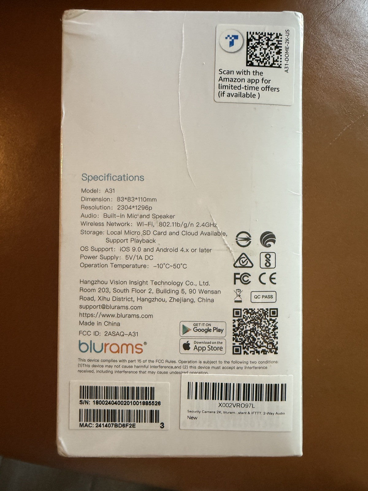 NEW Sealed Blurams 2K Dome Security Camera 360° Pan/Tilt WiFi 2Way Audio