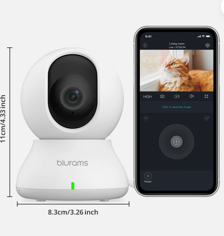 NEW Sealed Blurams 2K Dome Security Camera 360° Pan/Tilt WiFi 2Way Audio