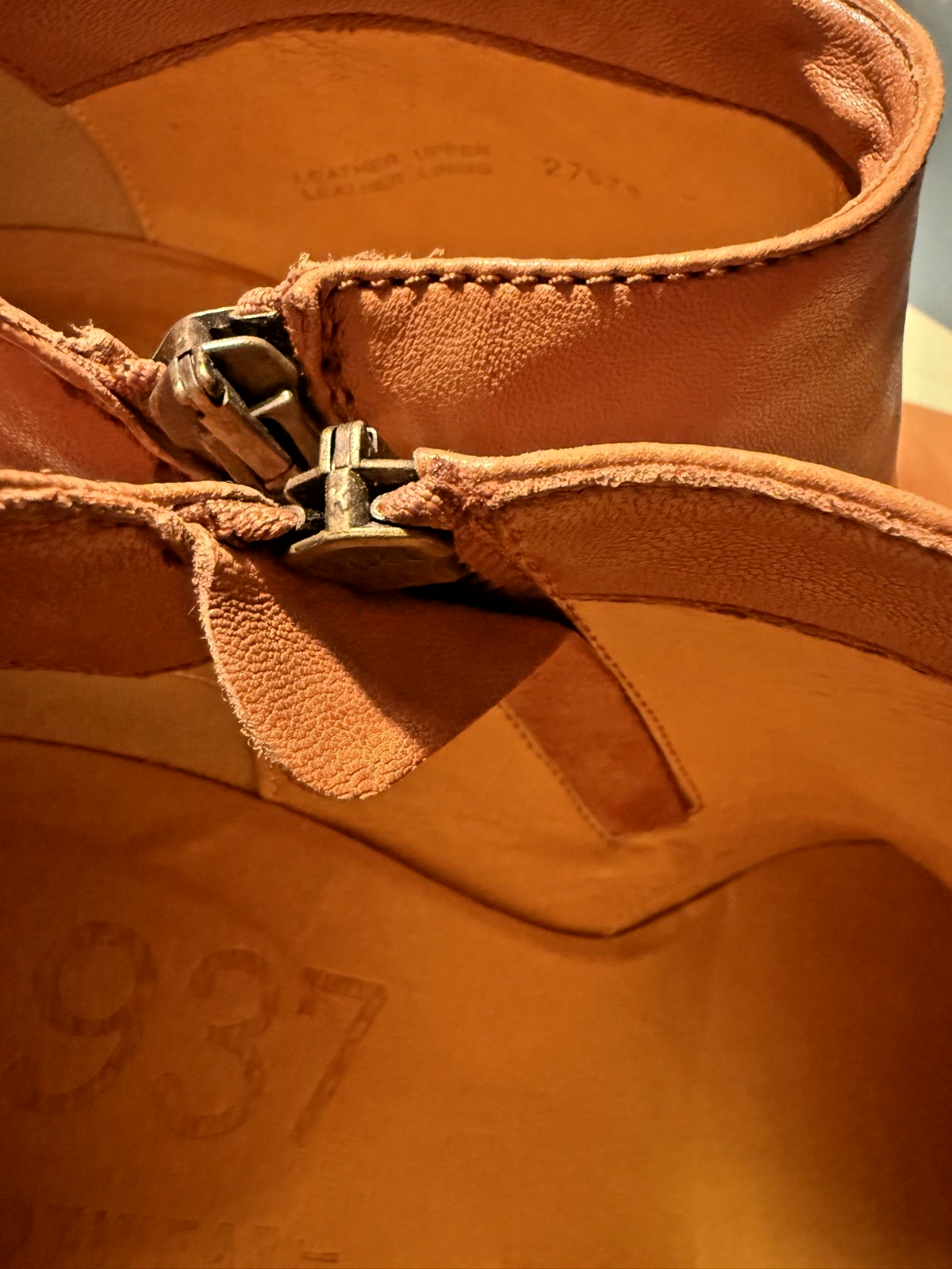 Madewell Womens English Saddle Leather Side Zip Bootie Size 8 Stacked Heels