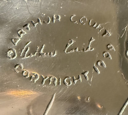 Vintage 1999 Arthur Court Monkey Banana Leaf 19" Long Tray Dish Aluminum