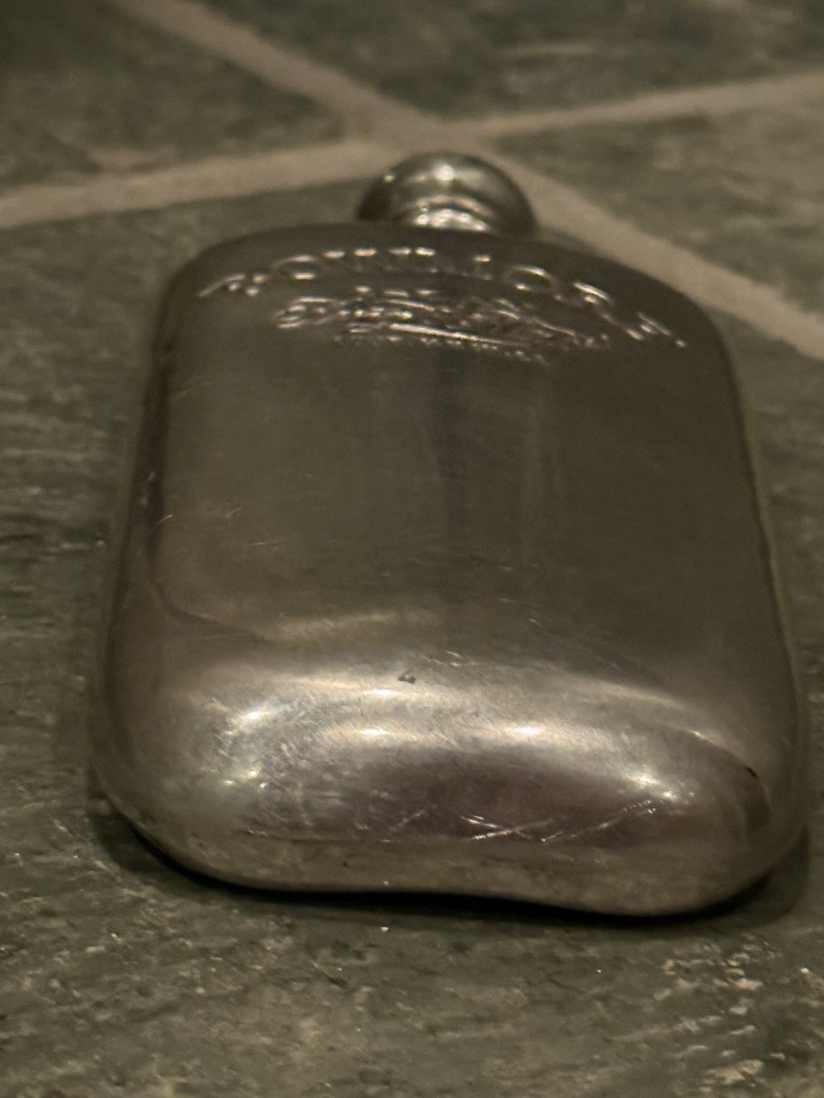 Vtg Bowmore Islay Scotch Whisky Kidney Shaped Hip Flask STAINLESS STEEL 3.4 oz