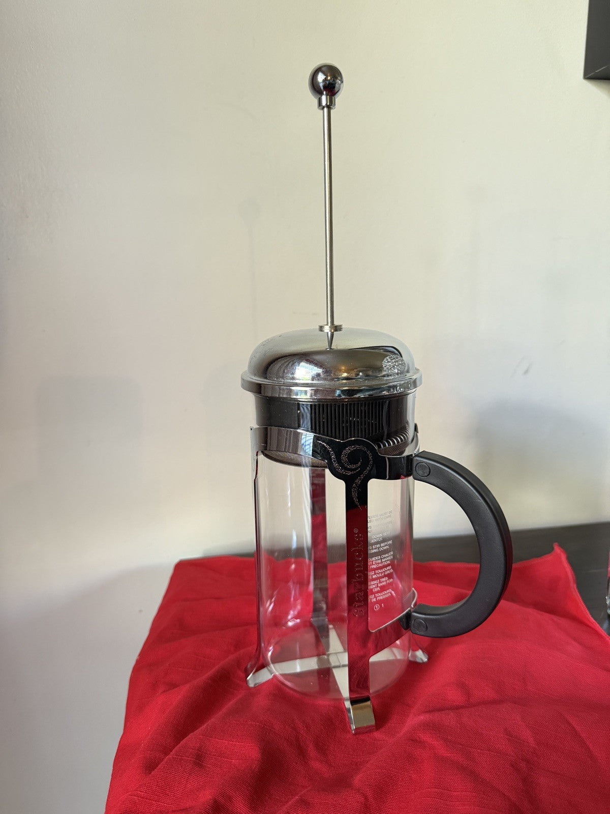 Starbucks Barista 8 Cup French Press Glass  Etched Stainless Steel Coffee Black