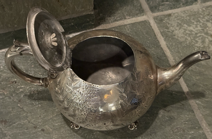 ANTIQUE Victorian James Dixon & Sons Sheffield Silver Plate EPBM Teapot Ornate