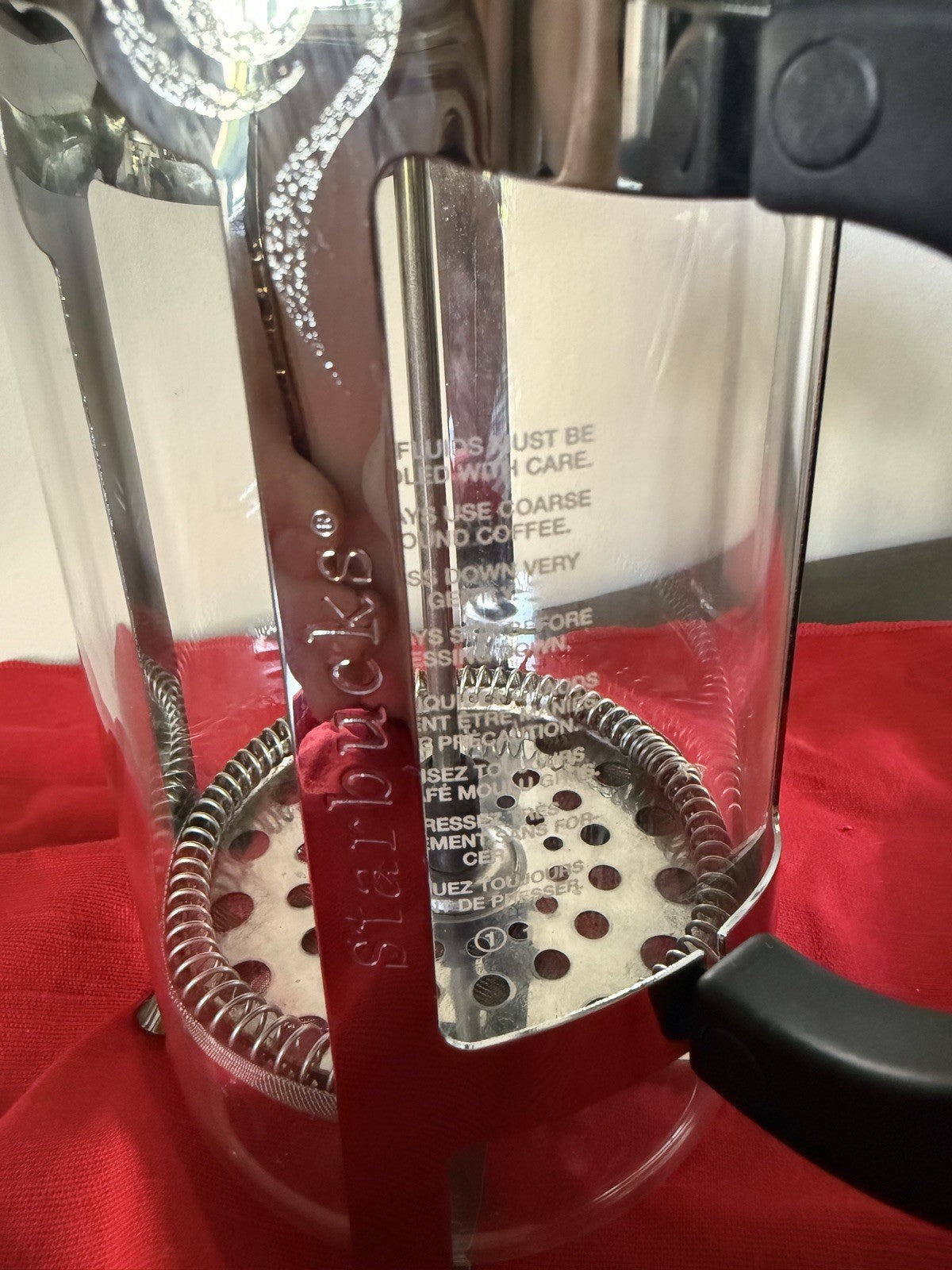 Starbucks Barista 8 Cup French Press Glass  Etched Stainless Steel Coffee Black