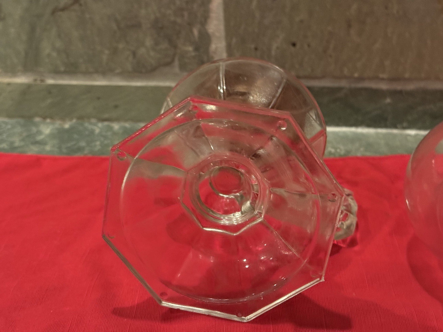 VINTAGE Clear Glass Kerosene Oil Lamp w/ Handle & Chimney 14" Tall Finger Lamp