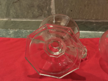 VINTAGE Clear Glass Kerosene Oil Lamp w/ Handle & Chimney 14" Tall Finger Lamp