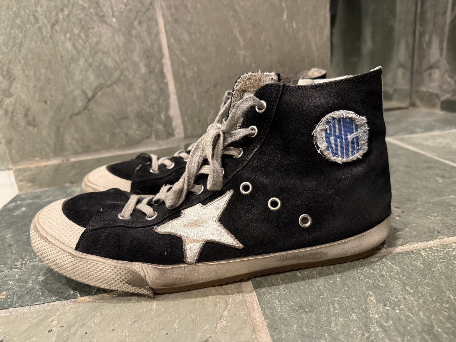 GOLDEN GOOSE Francy Black Suede High Top Sneakers 43 EU / 10 US Zipper
