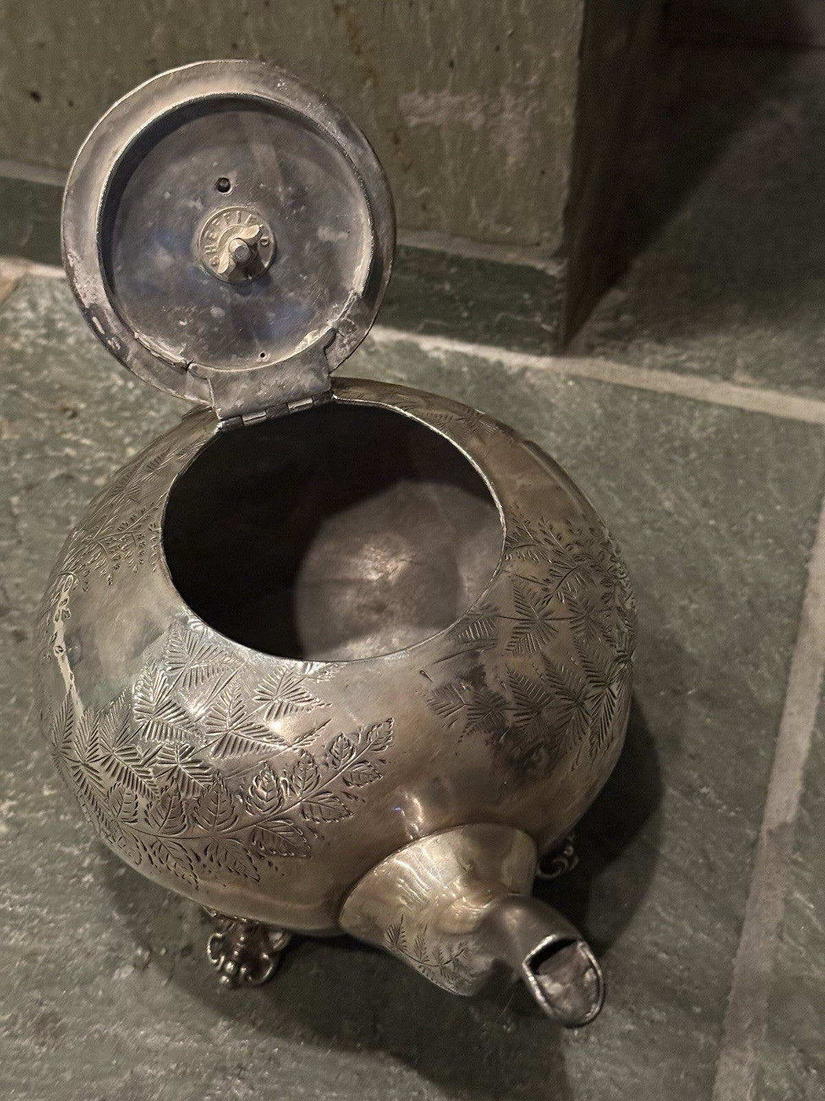 ANTIQUE Victorian James Dixon & Sons Sheffield Silver Plate EPBM Teapot Ornate