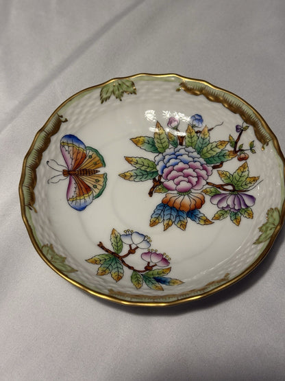 Herend 47621 Saucer Queen Victoria VBO Gold Butterfly Flower 5.25"