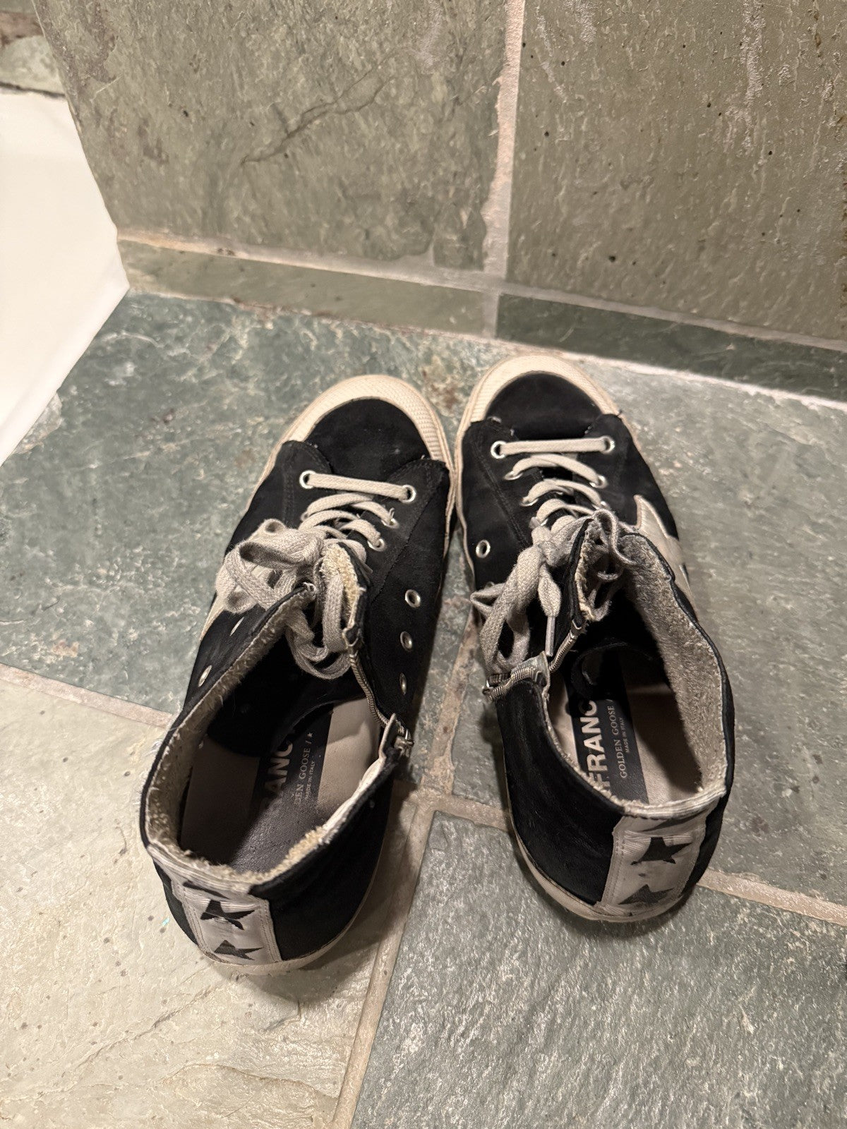 GOLDEN GOOSE Francy Black Suede High Top Sneakers 43 EU / 10 US Zipper