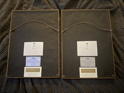 Vintage French Botanical Wall Art Set of 2: Orange & Apple Tree in Gold Frames