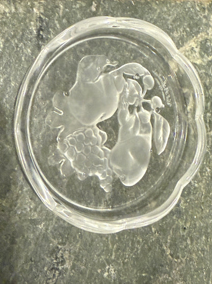 Val St Lambert Brussels Intaglio Crystal Coaster7 Pc Set  For 6 Glass + 1 Bottle