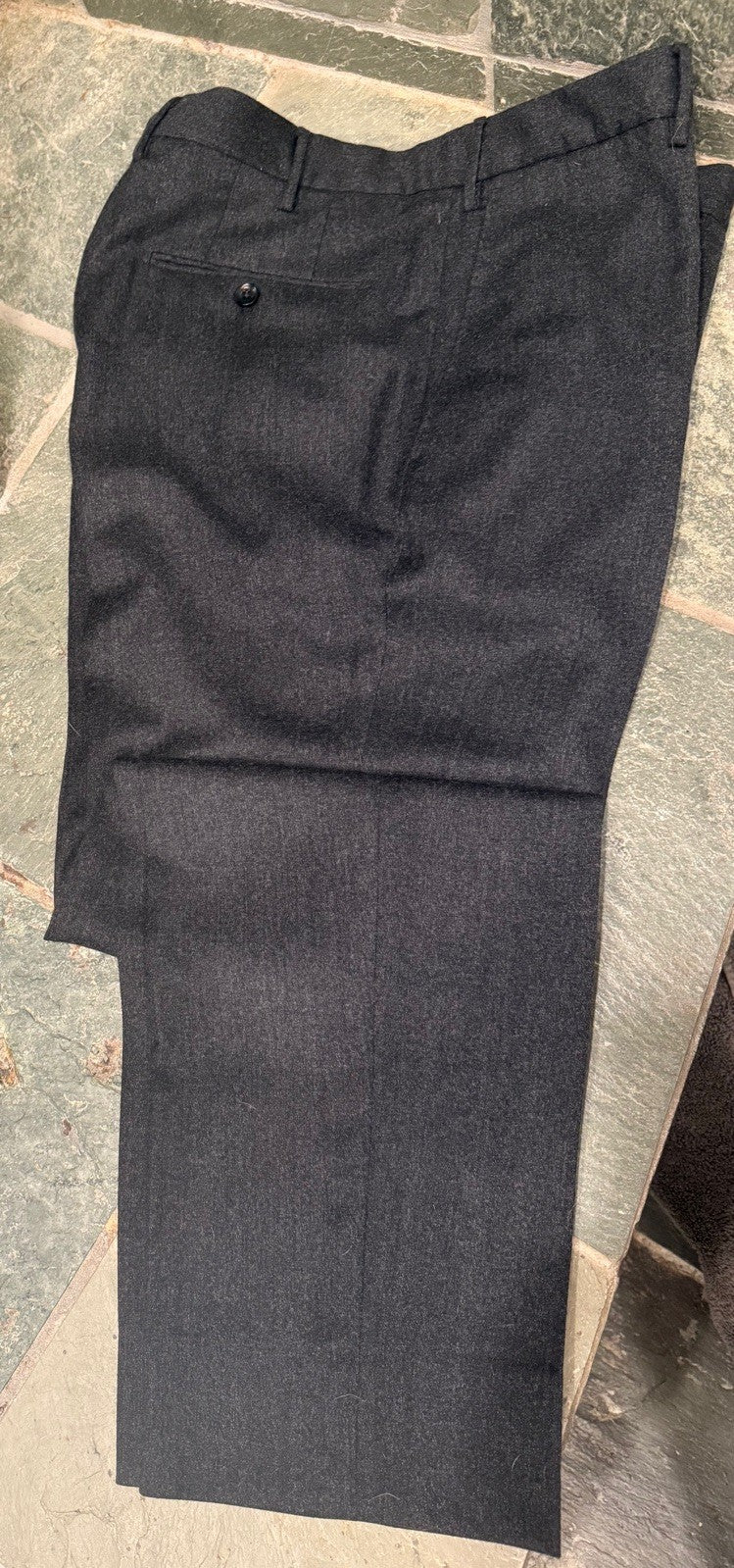 INCOTEX Slowear Men's 52 Wool Regular Fit Dress Pants Trousers Dark Gray