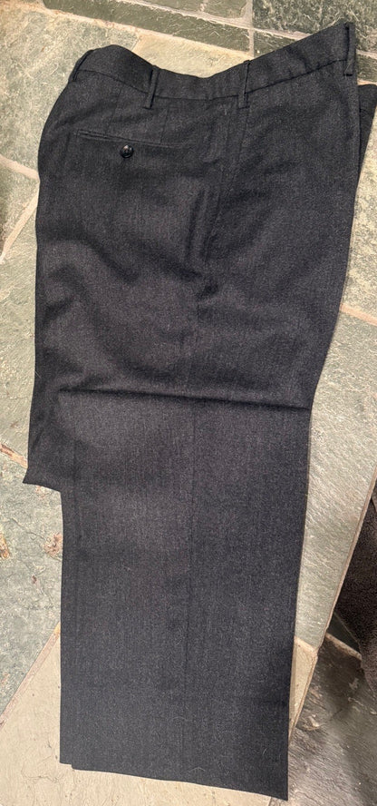 INCOTEX Slowear Men's 52 Wool Regular Fit Dress Pants Trousers Dark Gray