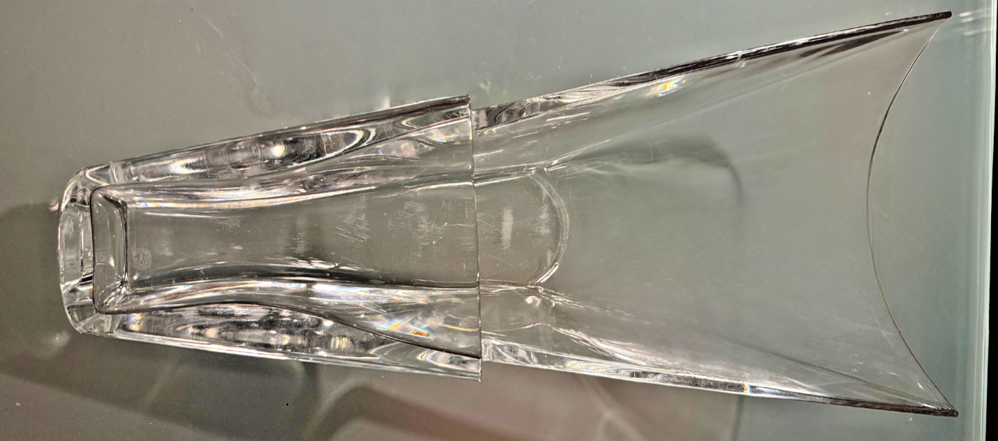 Baccarat Diva Horizontal Crystal Vase – Large 20" (50 cm), Signed 