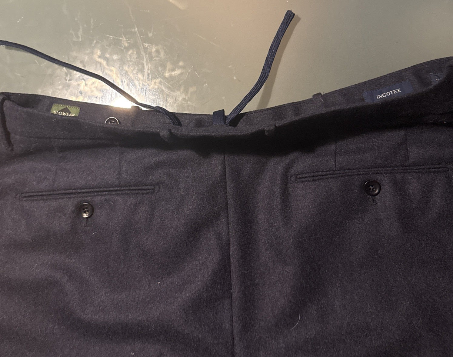 INCOTEX Slowear Drawstring Trousers Men's Size 50 Dark Blue Wool  Super 100's