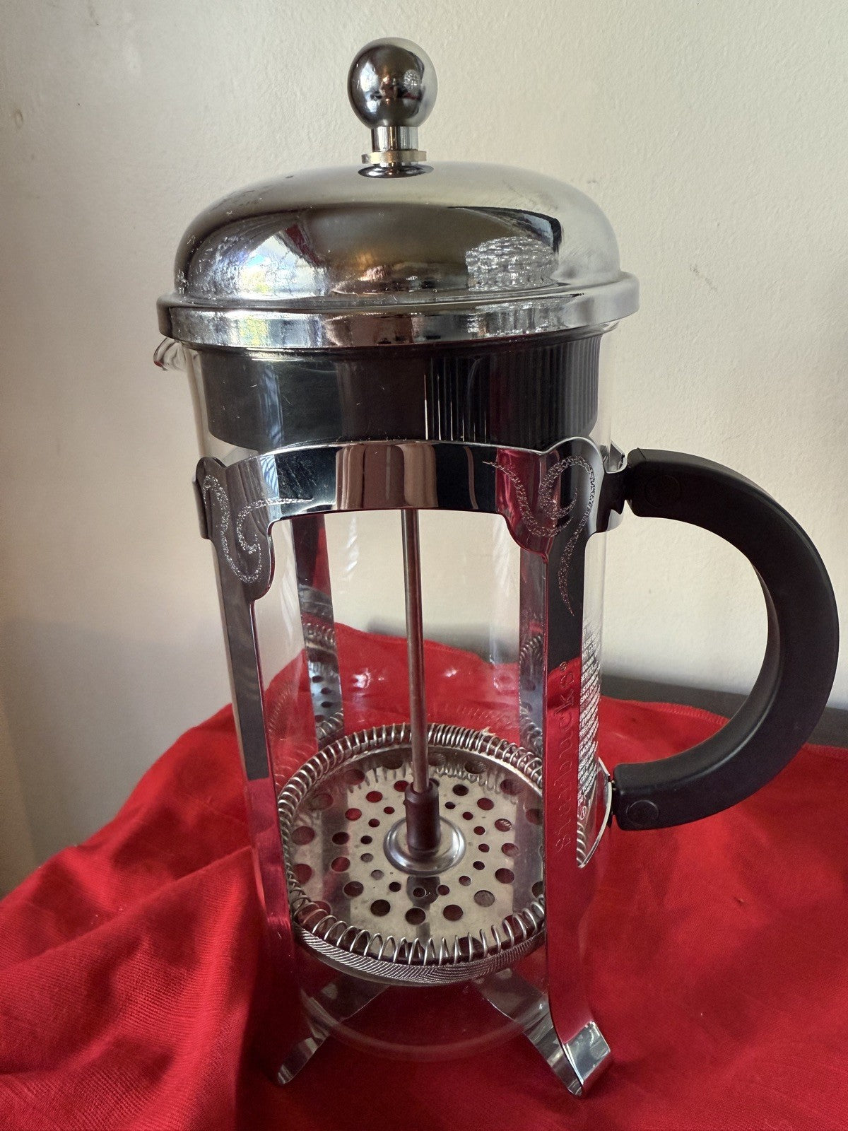 Starbucks Barista 8 Cup French Press Glass  Etched Stainless Steel Coffee Black