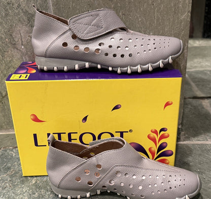 LITFOOT LF9010-3 Comfy Women's  Gray Leather Shoes Size 8 / 38  with box 