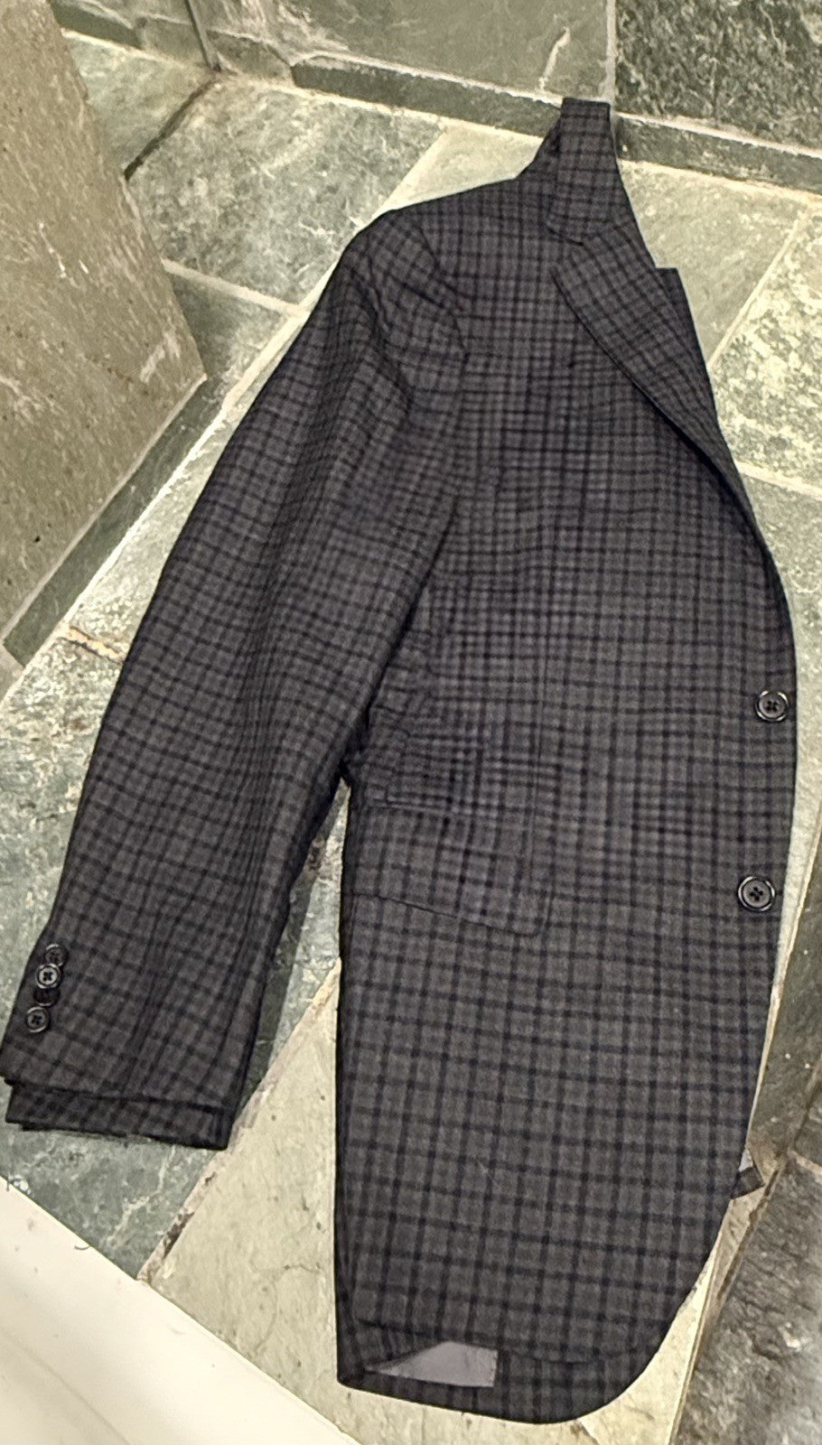 Ermenegildo Zegna 48R Grey Check 100% Wool Sport Coat Jacket Blazer Pre-Owned