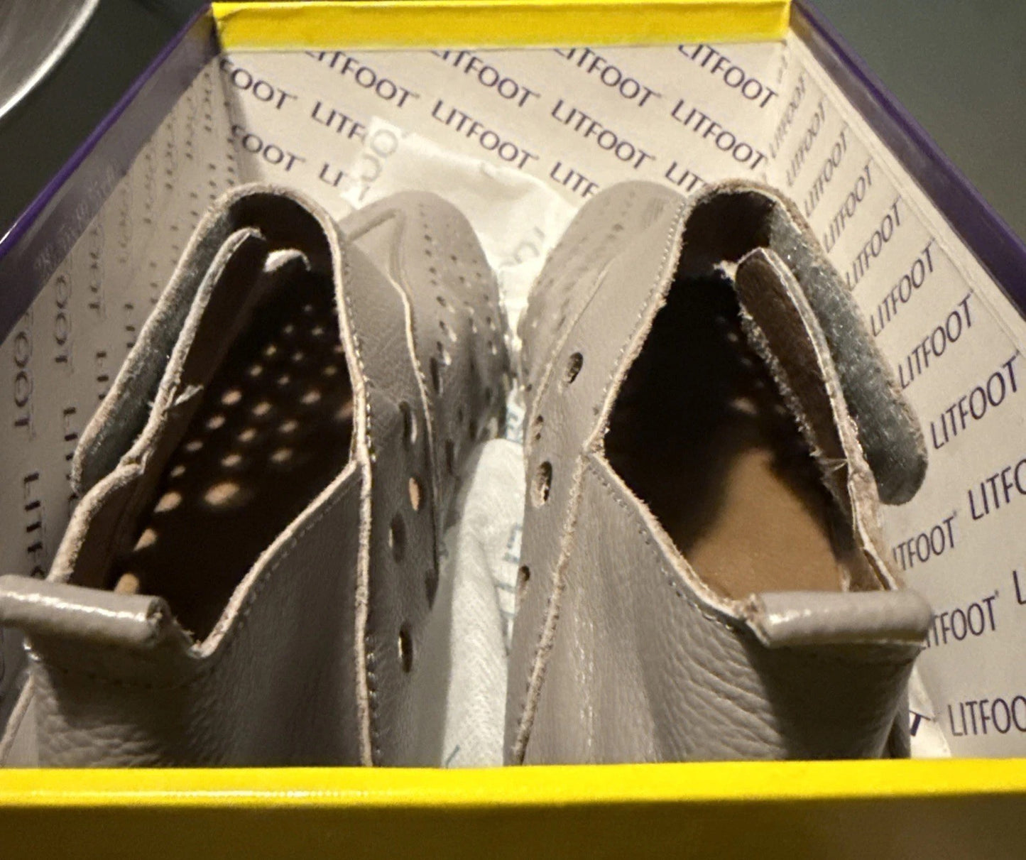 LITFOOT LF9010-3 Comfy Women's  Gray Leather Shoes Size 8 / 38  with box 