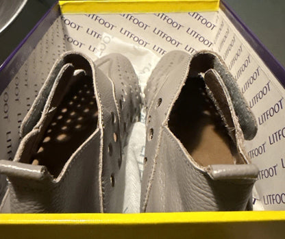 LITFOOT LF9010-3 Comfy Women's  Gray Leather Shoes Size 8 / 38  with box 