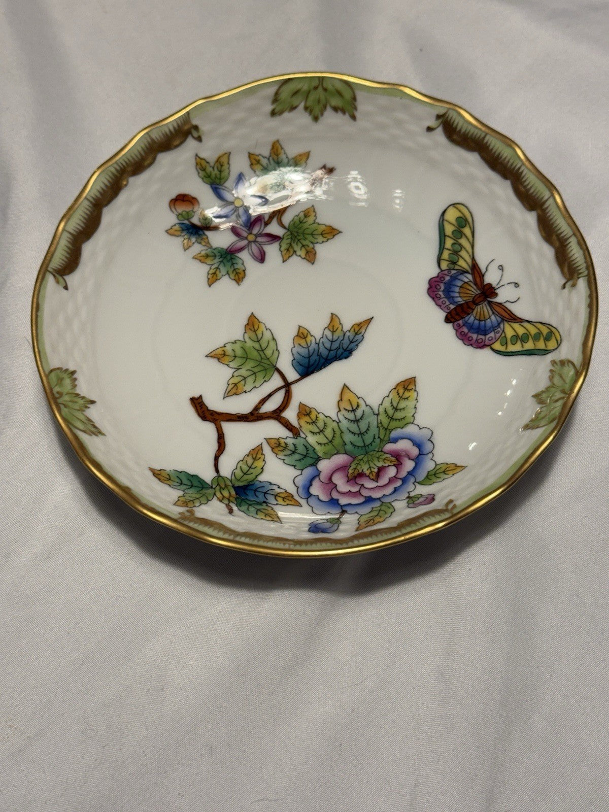 Herend 47621 Saucer Queen Victoria VBO Gold Butterfly Flower 5.25"