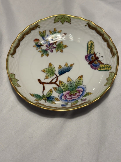 Herend 47621 Saucer Queen Victoria VBO Gold Butterfly Flower 5.25"