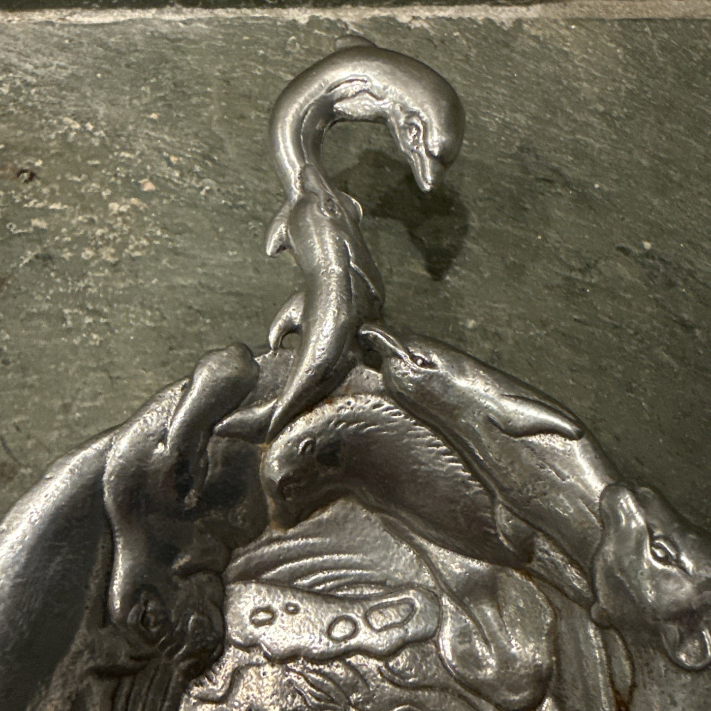 Vintage Arthur Court Ocean Animal Whale Dolphin Aluminum Spoon Rest Bowl '96