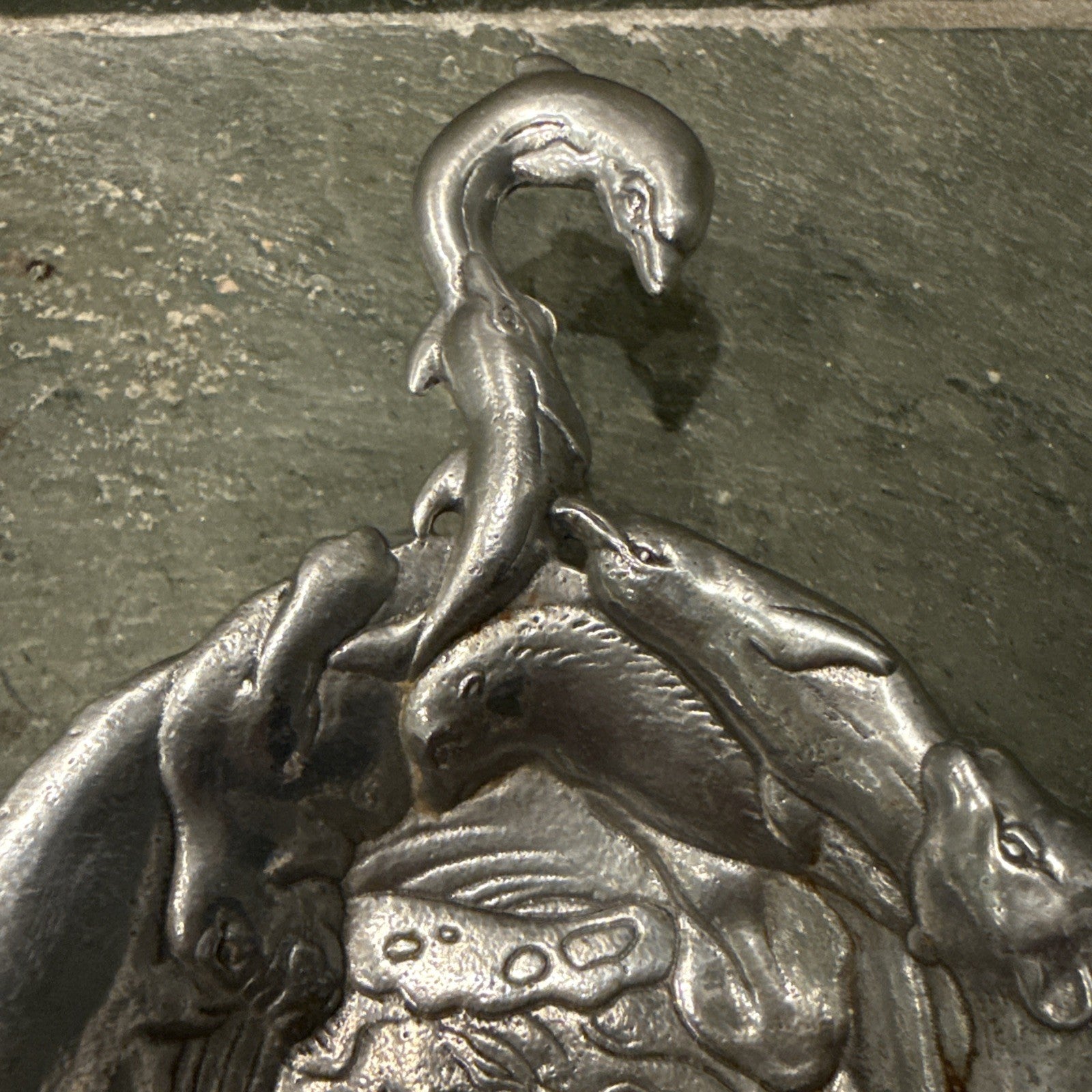 Vintage Arthur Court Ocean Animal Whale Dolphin Aluminum Spoon Rest Bowl '96