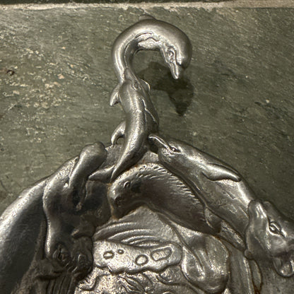 Vintage Arthur Court Ocean Animal Whale Dolphin Aluminum Spoon Rest Bowl '96