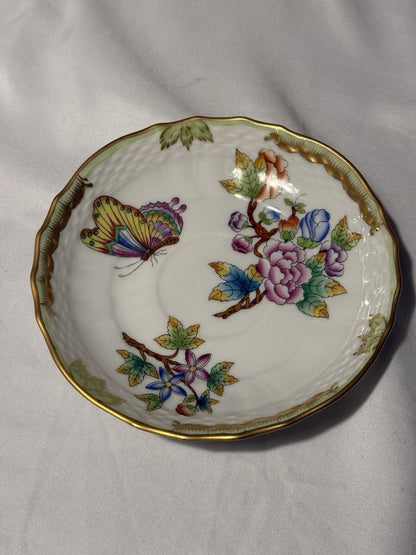 Herend 47621 Saucer Queen Victoria VBO Gold Butterfly Flower 5.25"