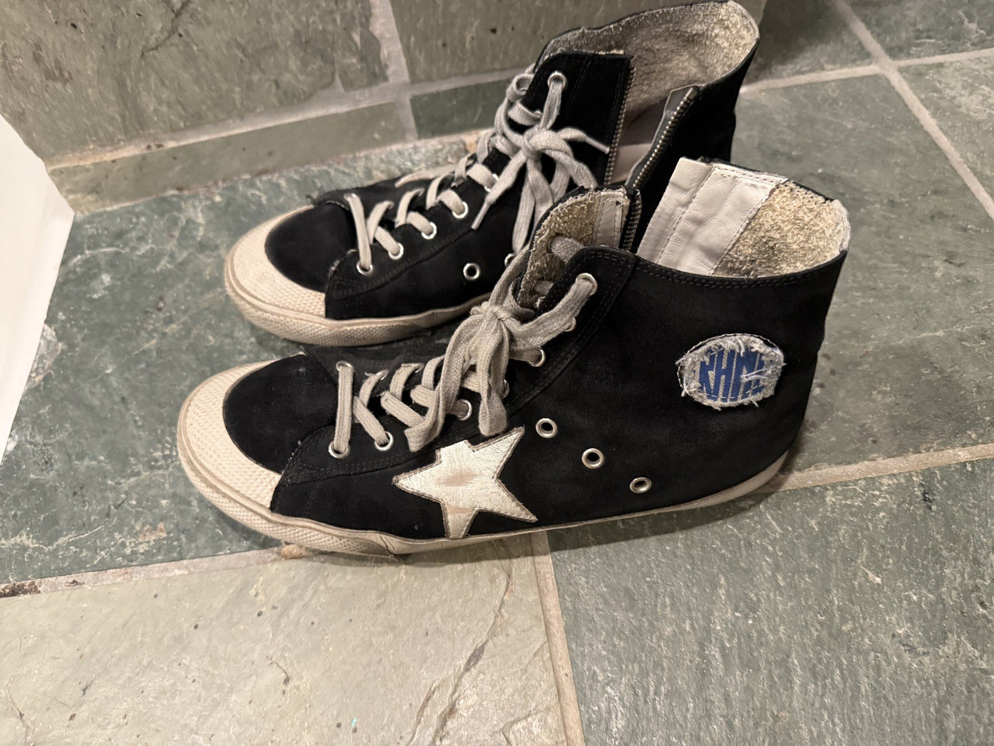 GOLDEN GOOSE Francy Black Suede High Top Sneakers 43 EU / 10 US Zipper