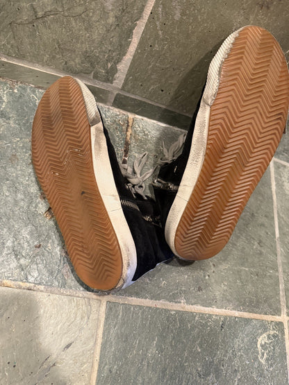 GOLDEN GOOSE Francy Black Suede High Top Sneakers 43 EU / 10 US Zipper