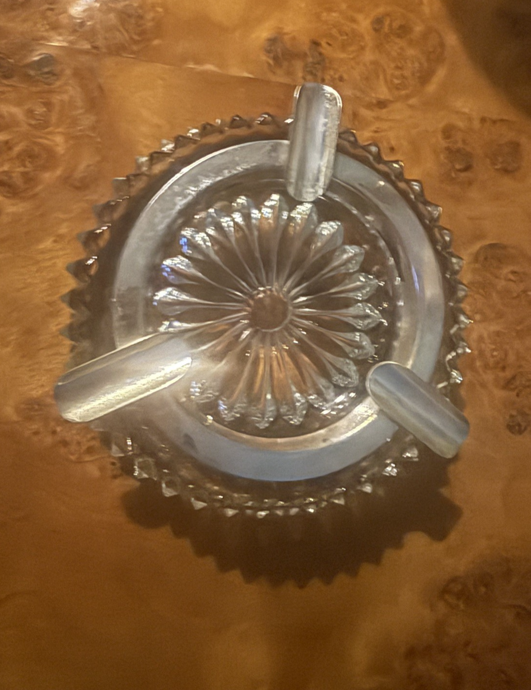 Vintage Hollywood Regency Crystal Chrome Wall Mount Ashtray 1940s Art Deco 