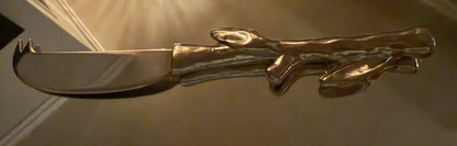 Vintage Arthur Court Black Marble Cheese Board Tray Leaves Silver Handles