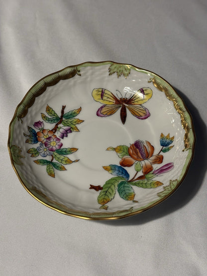 Herend 47621 Saucer Queen Victoria VBO Gold Butterfly Flower 5.25"