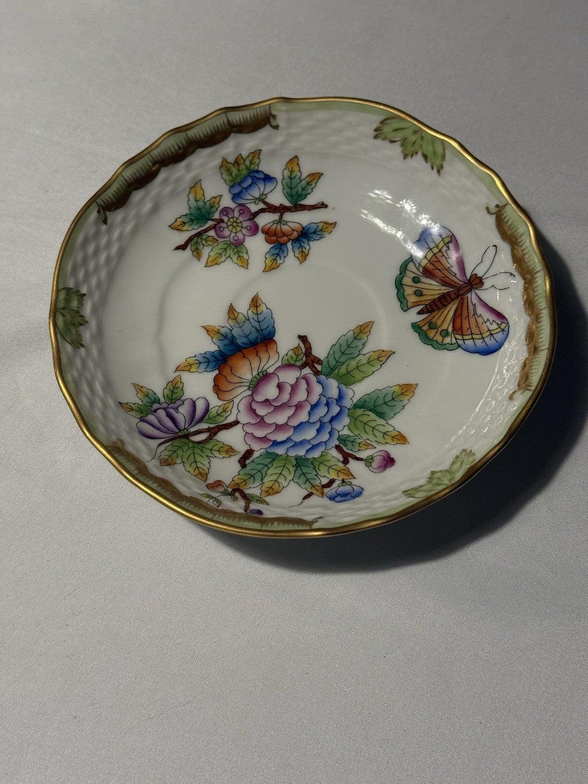 Herend 47621 Saucer Queen Victoria VBO Gold Butterfly Flower 5.25"