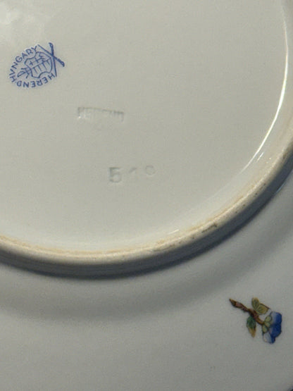 Herend Queen Victoria VBO 8" Salad Plate Dessert Butterflies Flowers Excellent