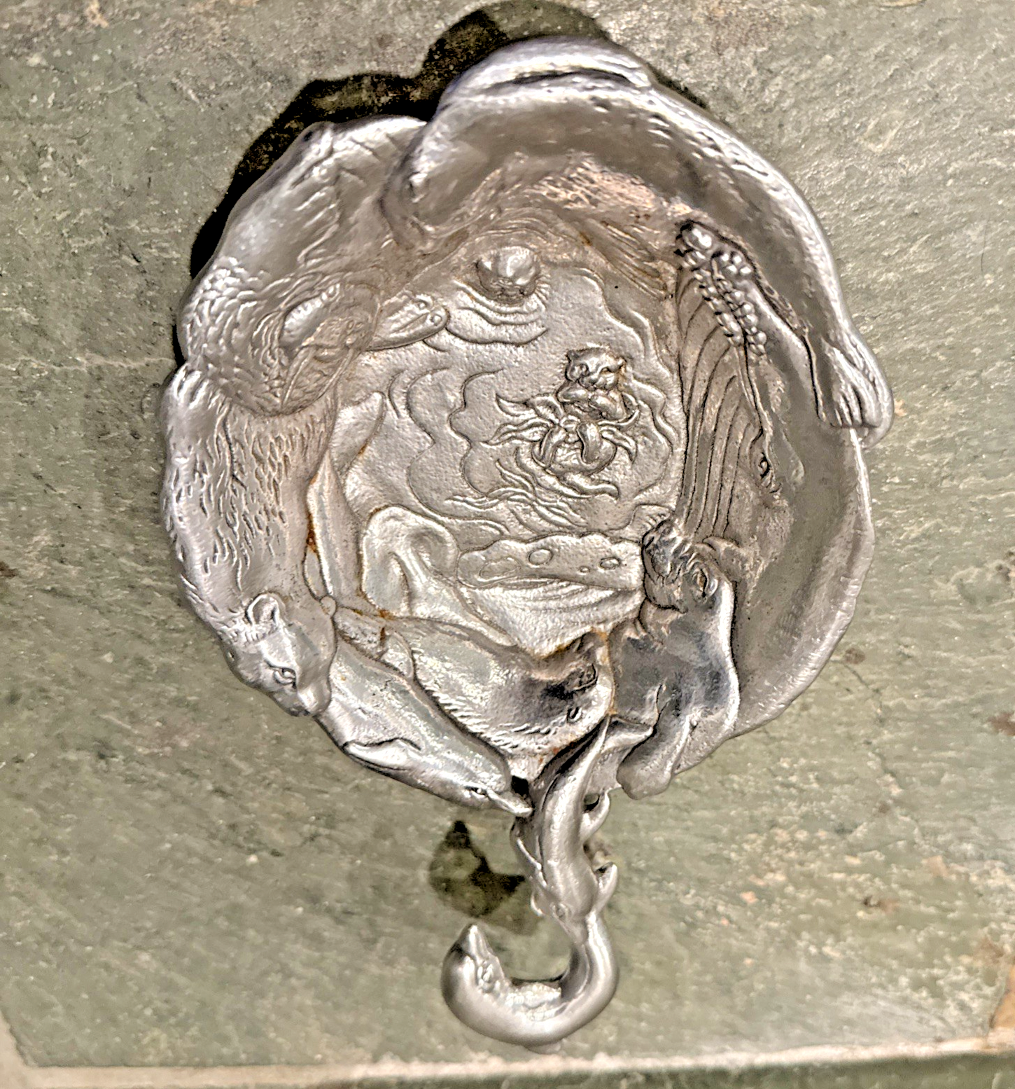 Vintage Arthur Court Ocean Animal Whale Dolphin Aluminum Spoon Rest Bowl '96