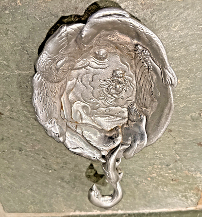 Vintage Arthur Court Ocean Animal Whale Dolphin Aluminum Spoon Rest Bowl '96