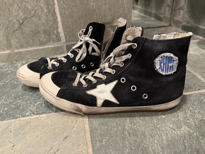 GOLDEN GOOSE Francy Black Suede High Top Sneakers 43 EU / 10 US Zipper
