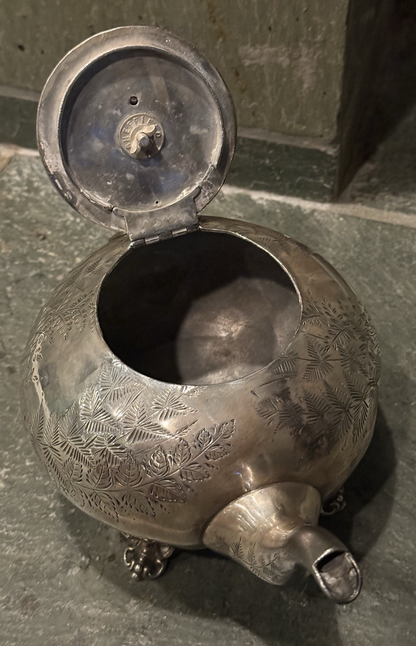 ANTIQUE Victorian James Dixon & Sons Sheffield Silver Plate EPBM Teapot Ornate
