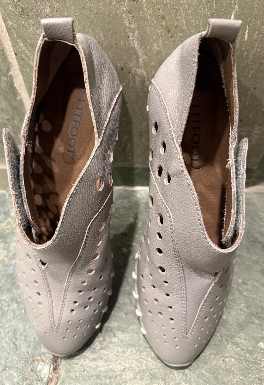 LITFOOT LF9010-3 Comfy Women's  Gray Leather Shoes Size 8 / 38  with box 