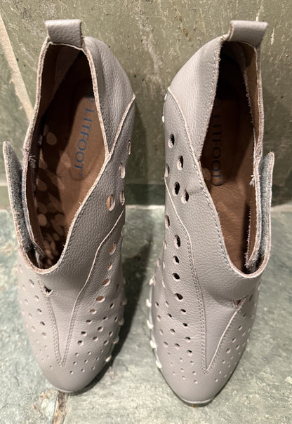 LITFOOT LF9010-3 Comfy Women's  Gray Leather Shoes Size 8 / 38  with box 