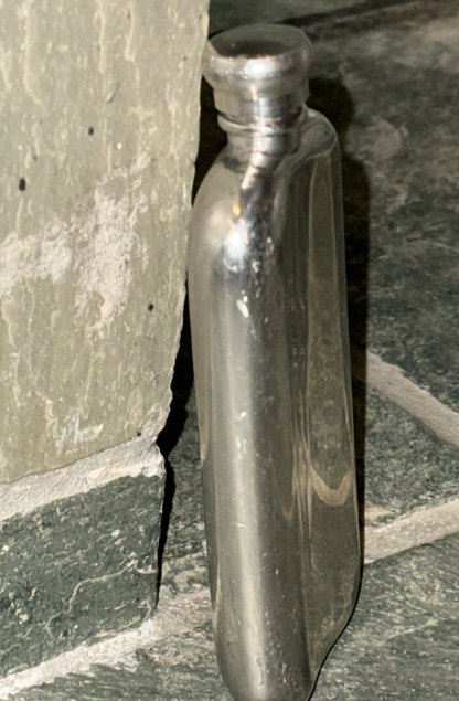 Vtg Bowmore Islay Scotch Whisky Kidney Shaped Hip Flask STAINLESS STEEL 3.4 oz