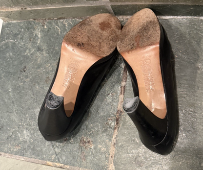 Privilege Paris Black Leather Pumps Heels 38.5 US 8 Vero Cuoio Made Italy