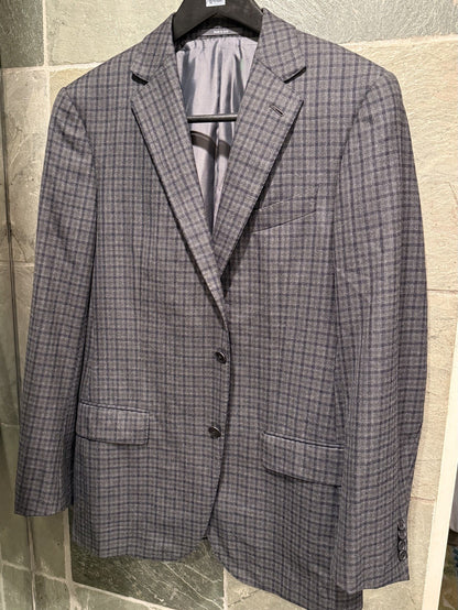 Ermenegildo Zegna 48R Grey Check 100% Wool Sport Coat Jacket Blazer Pre-Owned