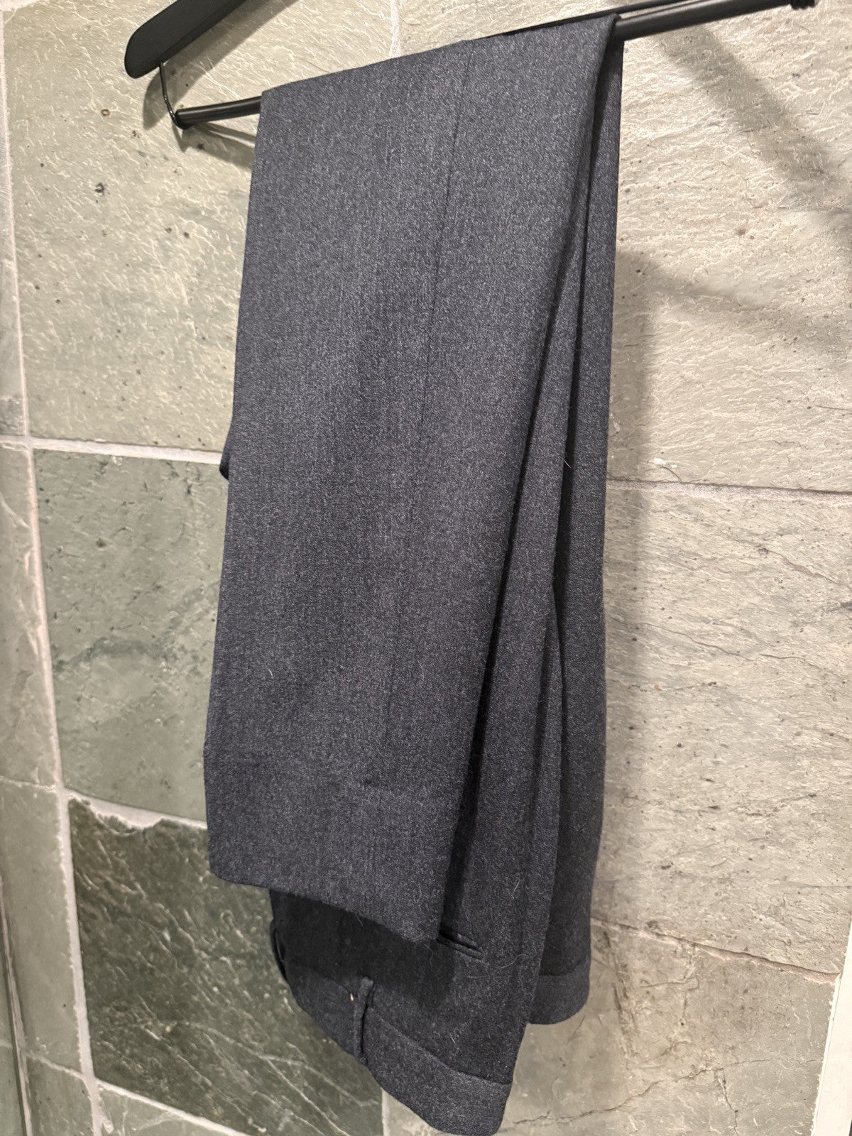 INCOTEX Slowear Men's 52 Wool Regular Fit Dress Pants Trousers Dark Gray