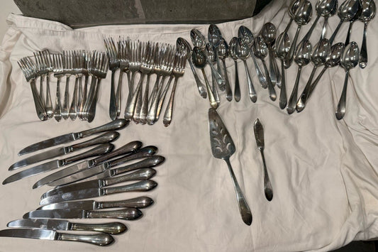 62 Pc Set of 12 1International Silver Flatware Stainless Steel & Serving  EP