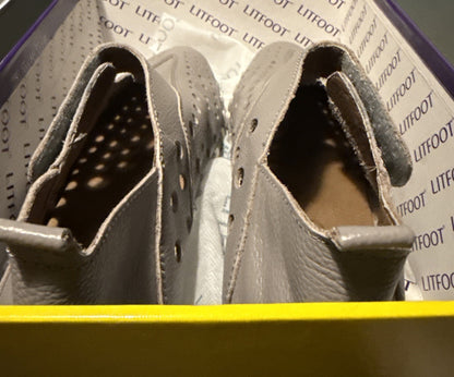LITFOOT LF9010-3 Comfy Women's  Gray Leather Shoes Size 8 / 38  with box 